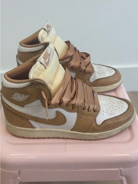 Nike High-Top Sneakers in Tan and Cream